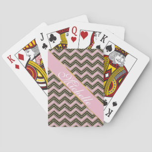 Baraja De Cartas Patrón de zigzag negro y rosa