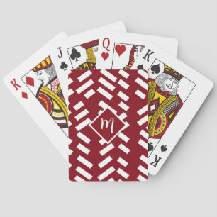 Baraja De Cartas Patrón diagonal tachado rojo Minimalista, monogram