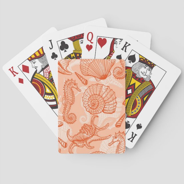 Baraja De Cartas Patrón dibujado a mano de mar (Reverso)