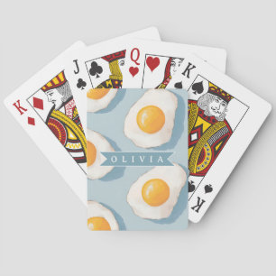 Baraja De Cartas Patrón Divertido Azul de Huevo Frito Personalizado