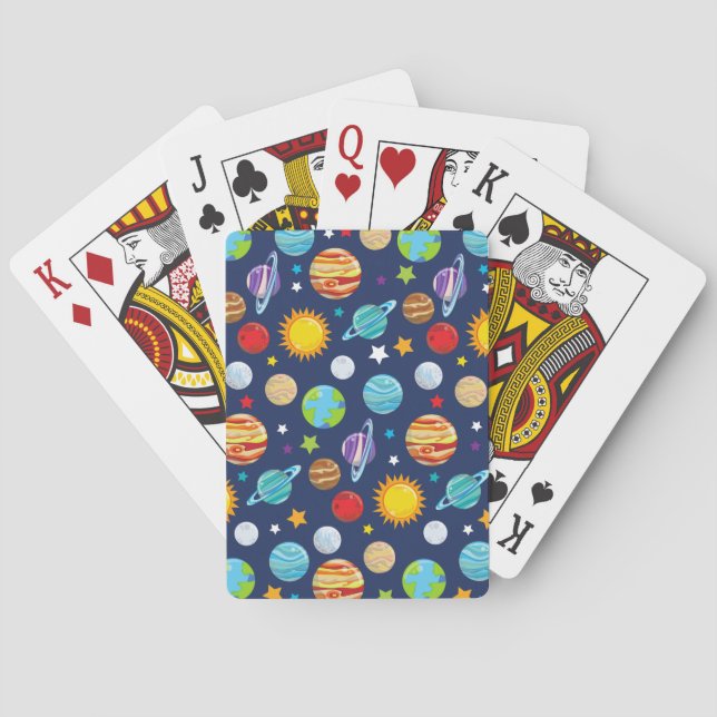Baraja De Cartas Patrón espacial, planetas, estrellas, cosmos, gala (Reverso)