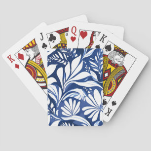 Baraja De Cartas Patrón floral acuarela botánica azul