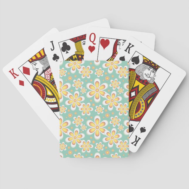 Baraja De Cartas Patrón floral amarillo (Reverso)