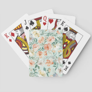 Baraja De Cartas Patrón floral azul de acuarela de pradera de flore