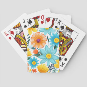 Baraja De Cartas Patrón floral blanco femenino de bonito