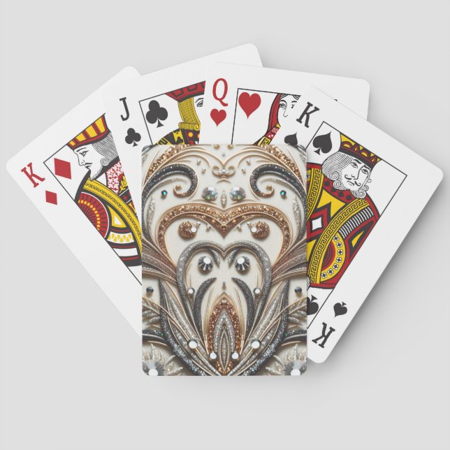 Baraja De Cartas Patrón floral brillante con piedra gemela (Reverso)
