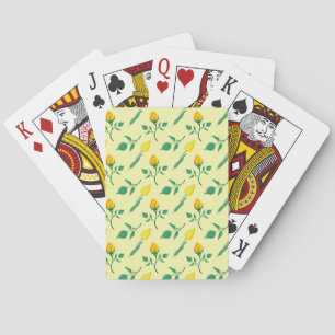 Baraja De Cartas Patrón floral con flores amarillas de rosa y tulip