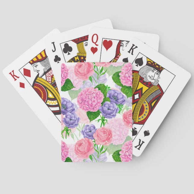 Baraja De Cartas Patrón floral de acuarela (Reverso)