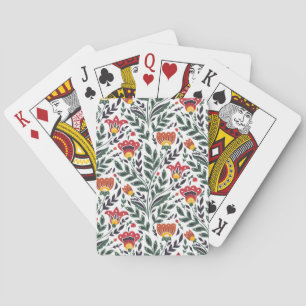 Baraja De Cartas Patrón floral de arte folclórico