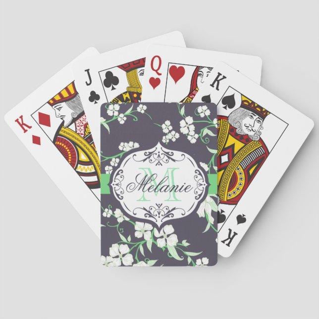 Baraja De Cartas Patrón floral de corte (Reverso)