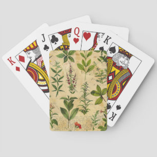 Baraja De Cartas Patrón floral de cosecha blanca
