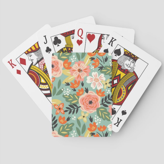 Baraja De Cartas Patrón floral de jardín (Reverso)
