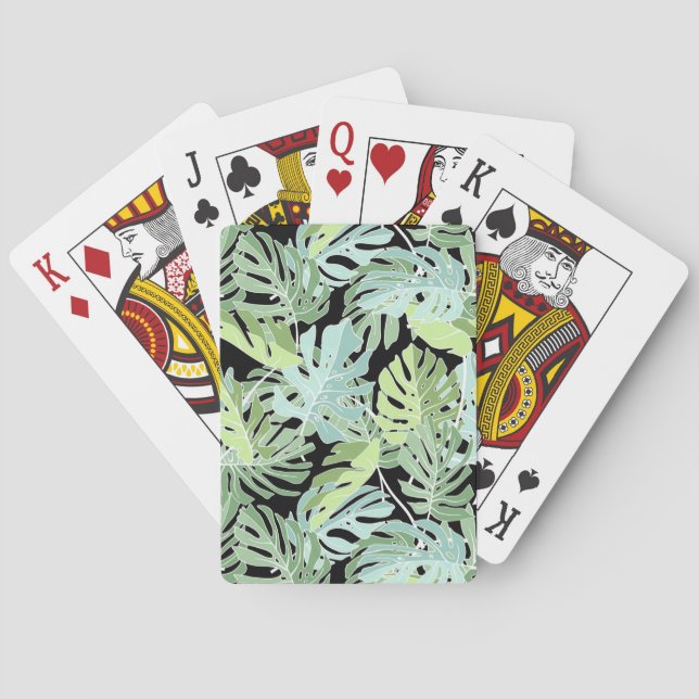 Baraja De Cartas Patrón floral de la jungla (Reverso)