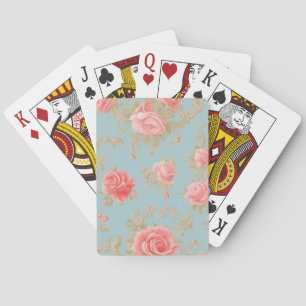 Baraja De Cartas Patrón floral de rosas rosadas