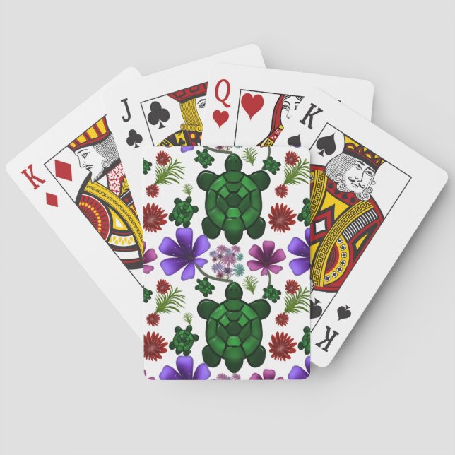 Baraja De Cartas Patrón floral de tortuga (Reverso)