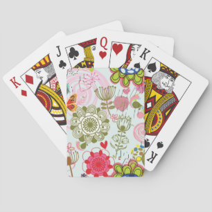 Baraja De Cartas Patrón floral en estilo retro 2