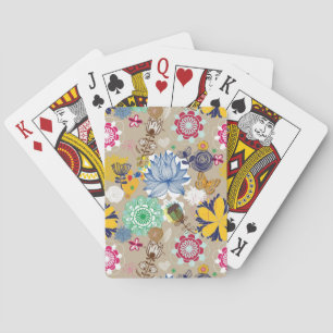 Baraja De Cartas Patrón floral en estilo retro 3