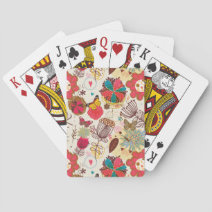 Baraja De Cartas Patrón floral en estilo retro 4
