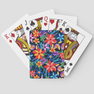 Baraja De Cartas Patrón floral exótico colorido