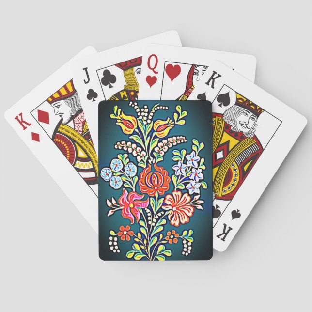Baraja De Cartas Patrón floral húngaro   (Reverso)