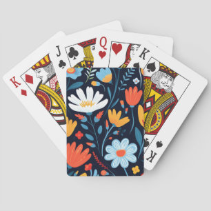 Baraja De Cartas Patrón floral negro femenino