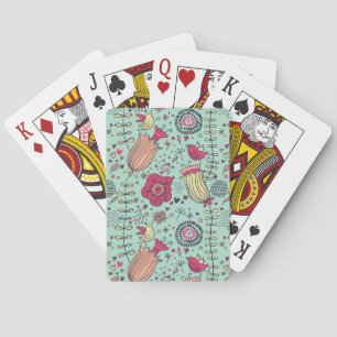Baraja De Cartas Patrón floral personalizado con aves