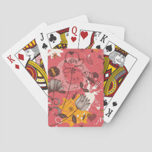 Baraja De Cartas Patrón floral retro