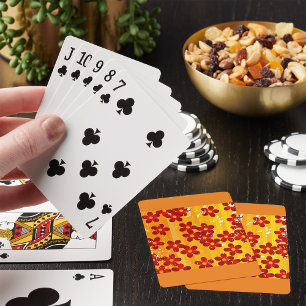 Baraja De Cartas Patrón floral retro de los 70