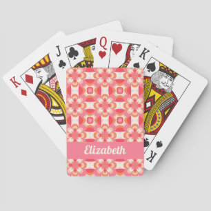 Baraja De Cartas Patrón floral retro rosa groovy