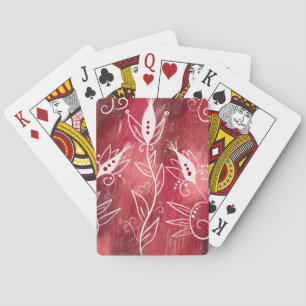 Baraja De Cartas Patrón floral rojo y blanco