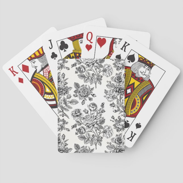 Baraja De Cartas Patrón floral Rosa de época (Reverso)