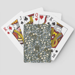 Baraja De Cartas Patrón floral sobre fondo gris azulado polvoriento
