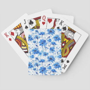 Baraja De Cartas Patrón floral tipo aciano azul