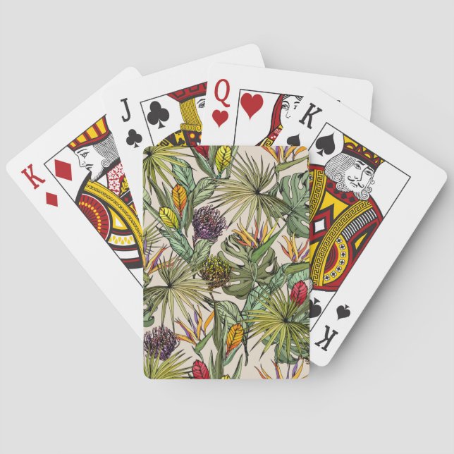 Baraja De Cartas Patrón floral tropical (Reverso)