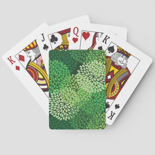 Baraja De Cartas Patrón floral verde (Reverso)