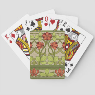 Baraja De Cartas Patrón Floral Verde Salvia Art Nouveau Vintage