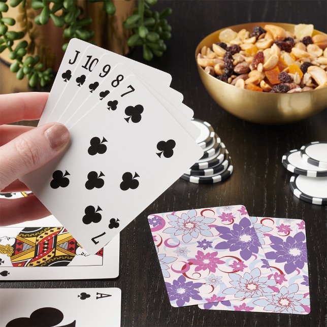 Baraja De Cartas Patrón floral vibrante Flores azul rosado púrpura (Subido por el creador)