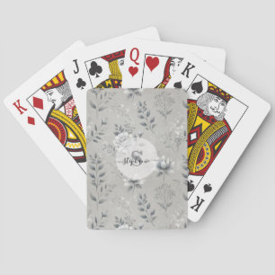 Baraja De Cartas Patrón floral vintage sobre fondo gris ruso