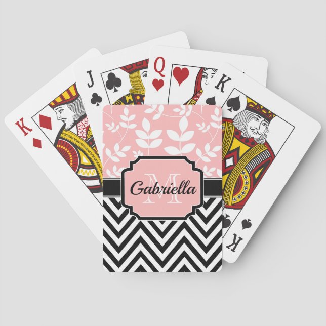 Baraja De Cartas Patrón Floral y de cheurón (Reverso)