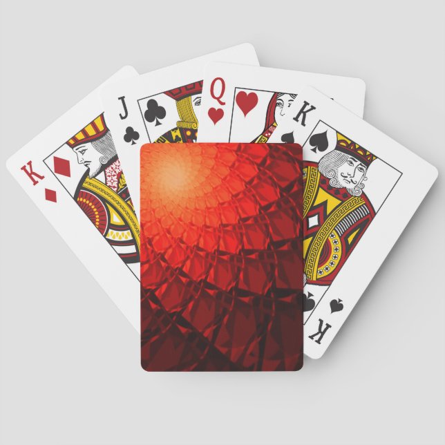 Baraja De Cartas Patrón Fractal Rojo (Reverso)