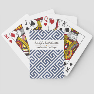 Baraja De Cartas Patrón geométrico azul de soltera