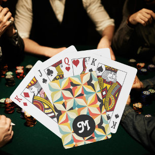 Baraja De Cartas Patrón geométrico monograma retro 70