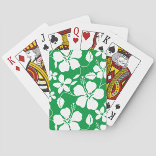 BARAJA DE CARTAS PATRÓN HAWAIANO DE HULA (HIBISCO) VERDE