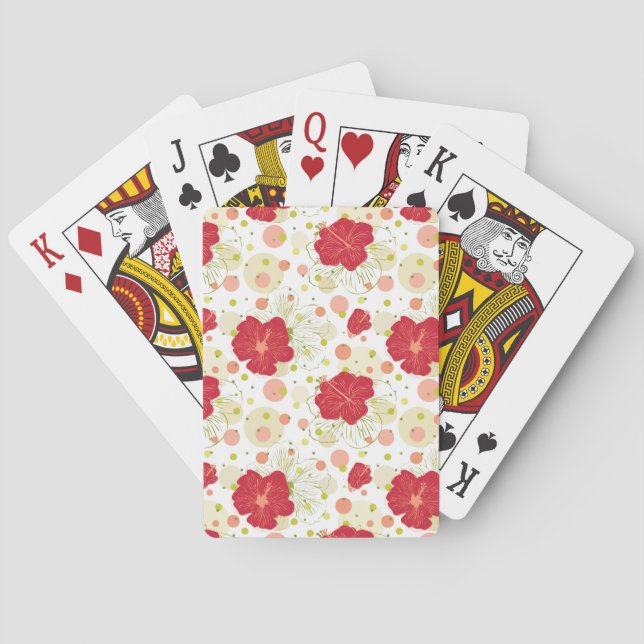 Baraja De Cartas Patrón Hibiscus dibujado a mano (Reverso)
