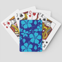 BARAJA DE CARTAS PATRÓN HULA HAWAIANO (HIBISCO) AZUL OSCURO/CLARO