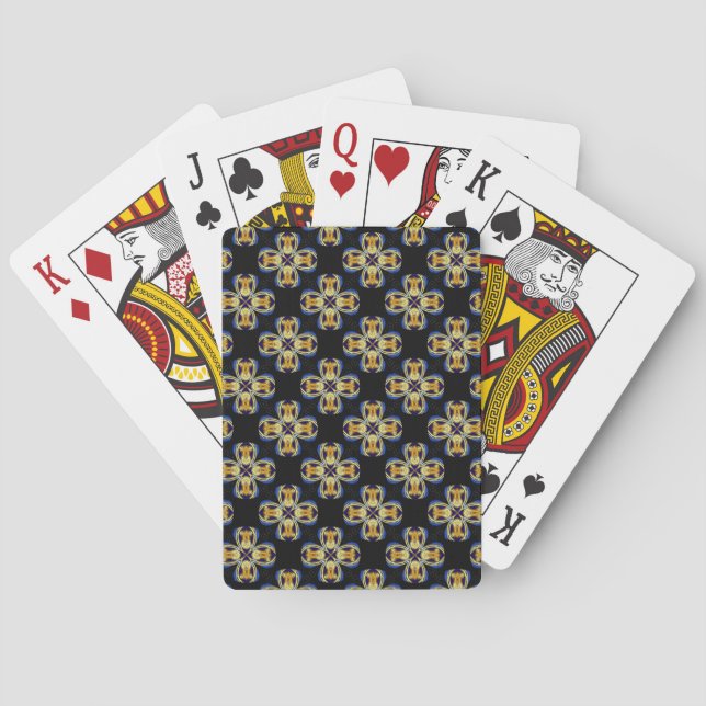 Baraja De Cartas Patrón interminable de estrella dorada azul (Reverso)