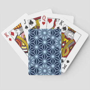 Baraja De Cartas Patrón japonés Asanoha - azul añil