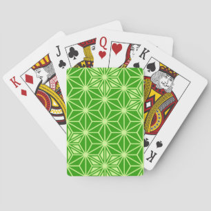 Baraja De Cartas Patrón japonés de Asanoha - verde lima