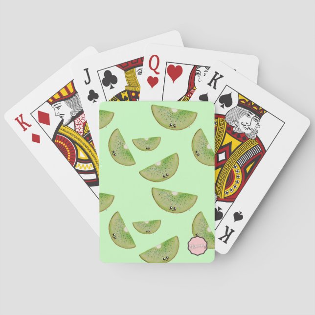 Baraja De Cartas Patrón Kawaii Kiwi Slice (Reverso)