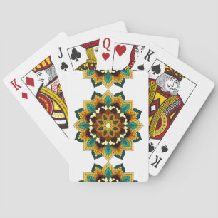 Baraja De Cartas Patrón Mandala 02 en amarillo y marrón